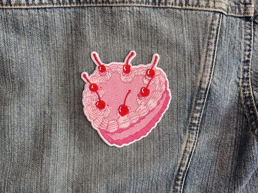 Pink Cake Iron-On Patch 3.5" W x 4" H