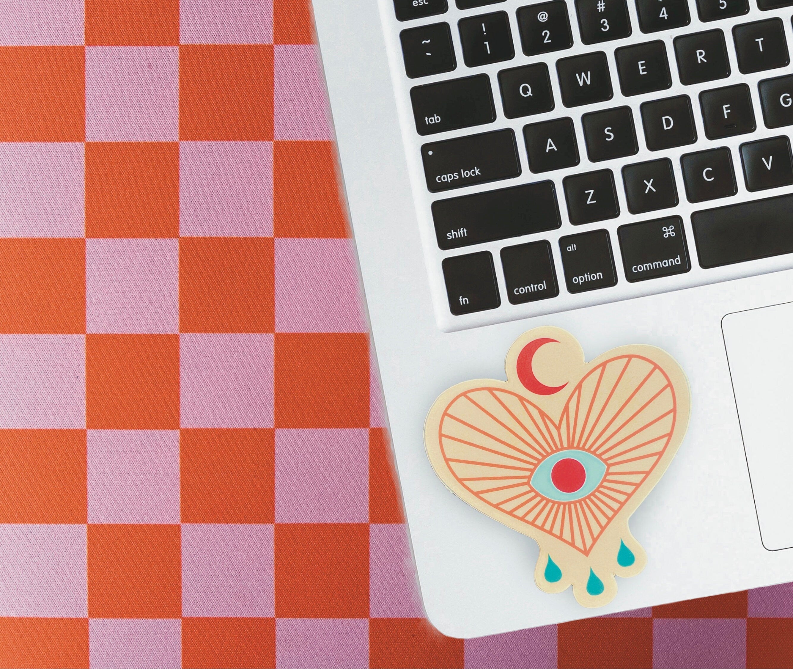 Evil Eye Vinyl Sticker: Crying Heart, Punk Emo Pop Art