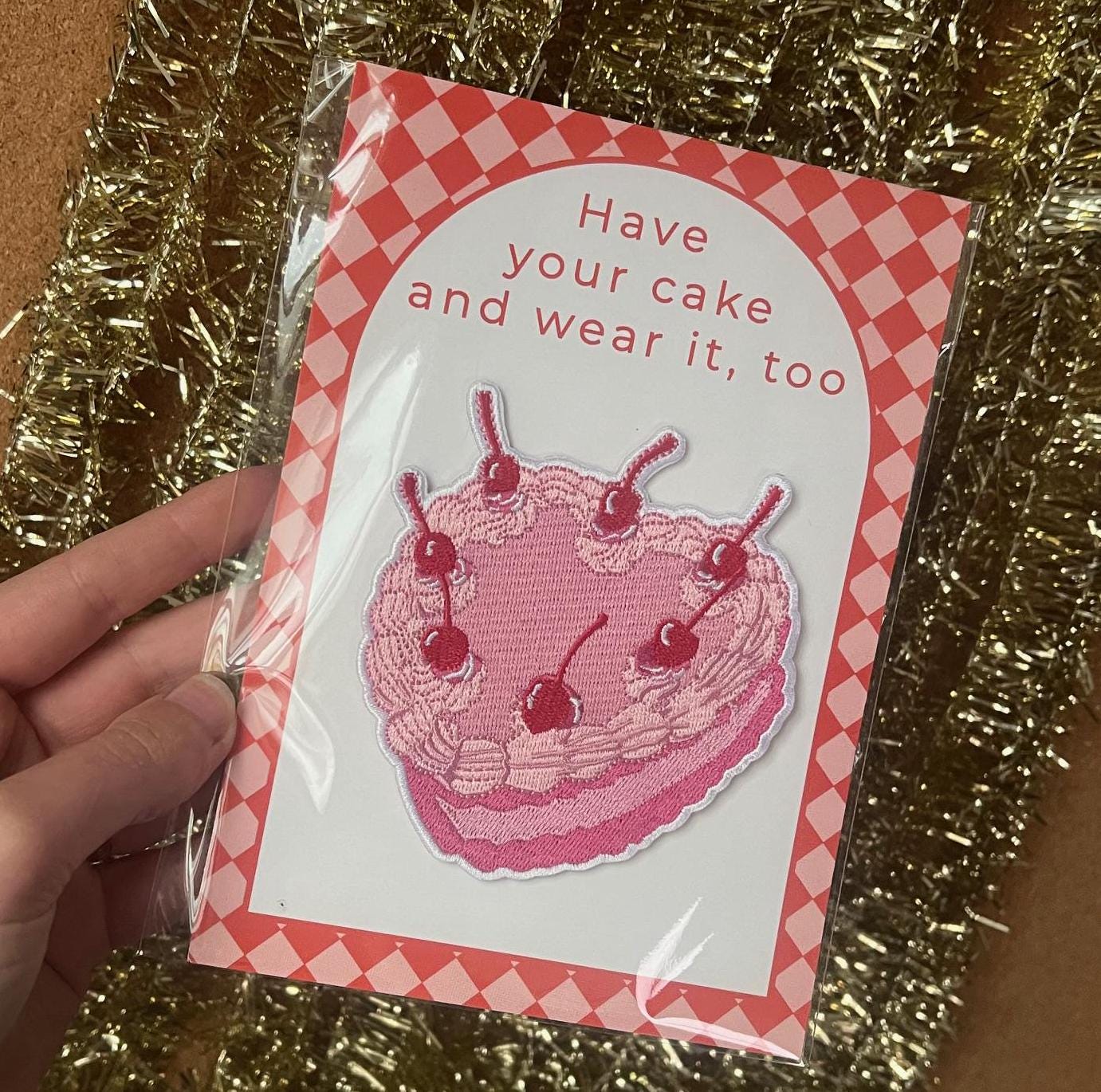 Pink Cake Iron-On Patch 3.5" W x 4" H