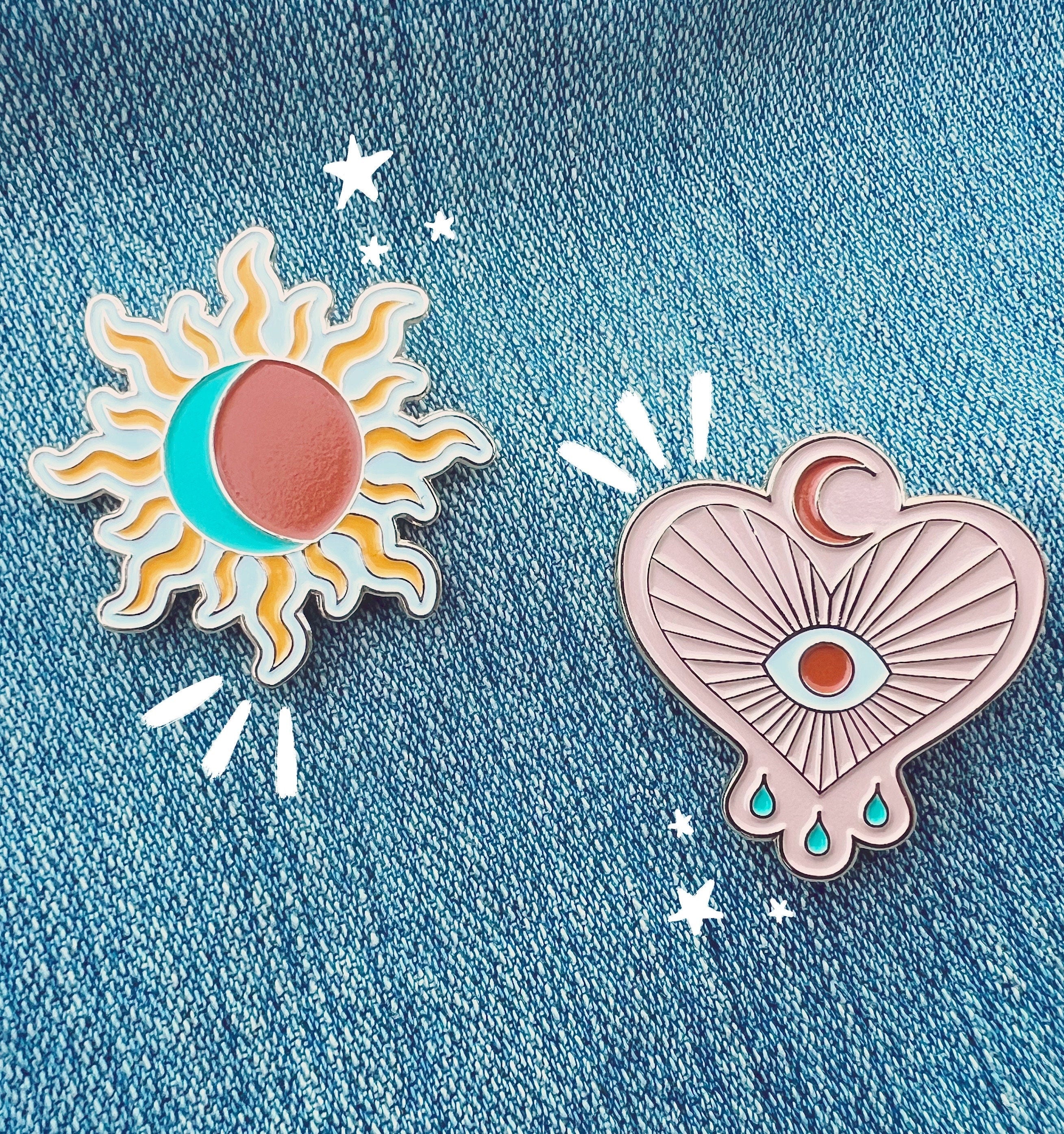 Evil Eye Heart Enamel Pin: Gold Metal Crybaby Design