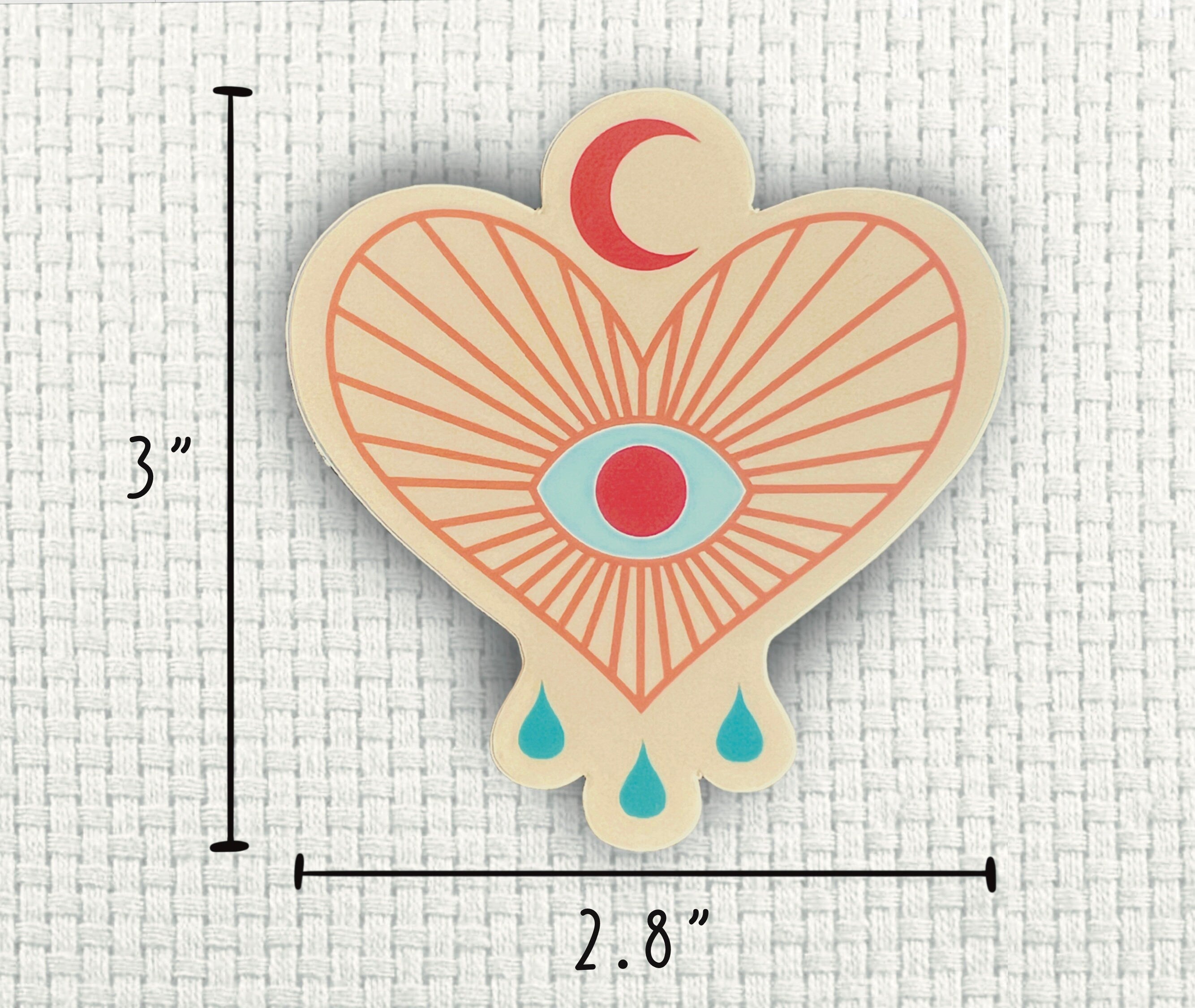 Evil Eye Vinyl Sticker: Crying Heart, Punk Emo Pop Art